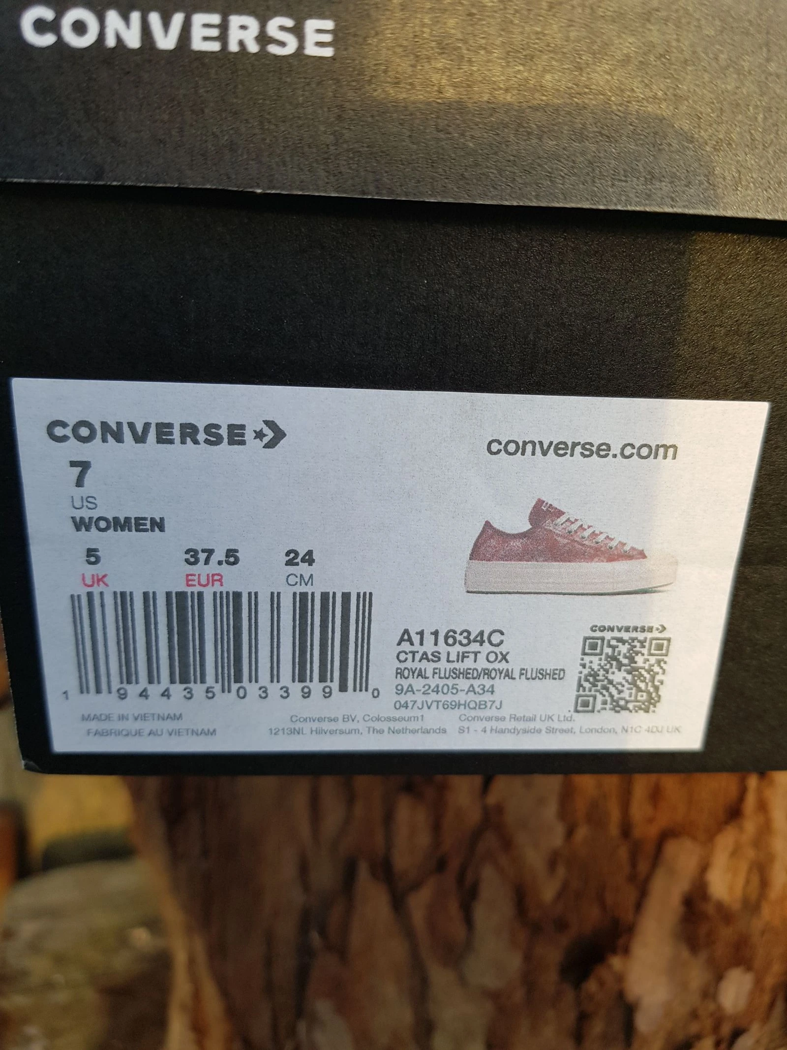 Converse plataforma rosa brillante cuero vuelto – photo 9